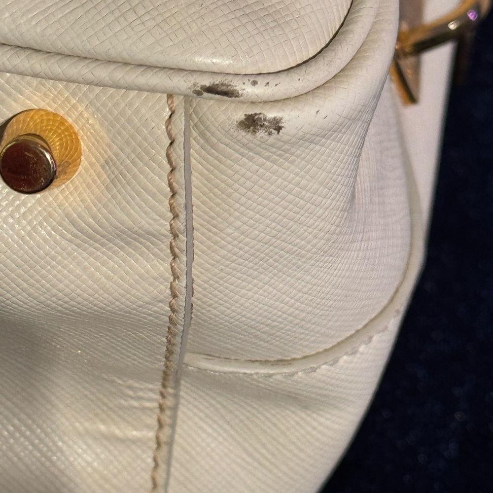 Authentic Prada Bauletto Cream Saffiano Leather Satchel Bag - Picture 14 of 17